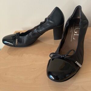New! AGL ATTILIO GUISTI LEOMBRUNI 37 EU / 7 US Pumps Heels Leather Blk ITALY